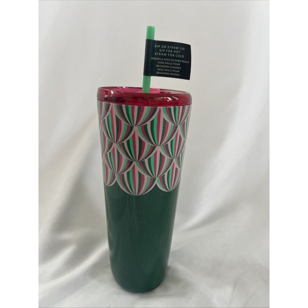 Starbucks 2024 Insulated Holiday Hot‎ & Cold Cup 24oz Sip Or Straw Lid Green NEW